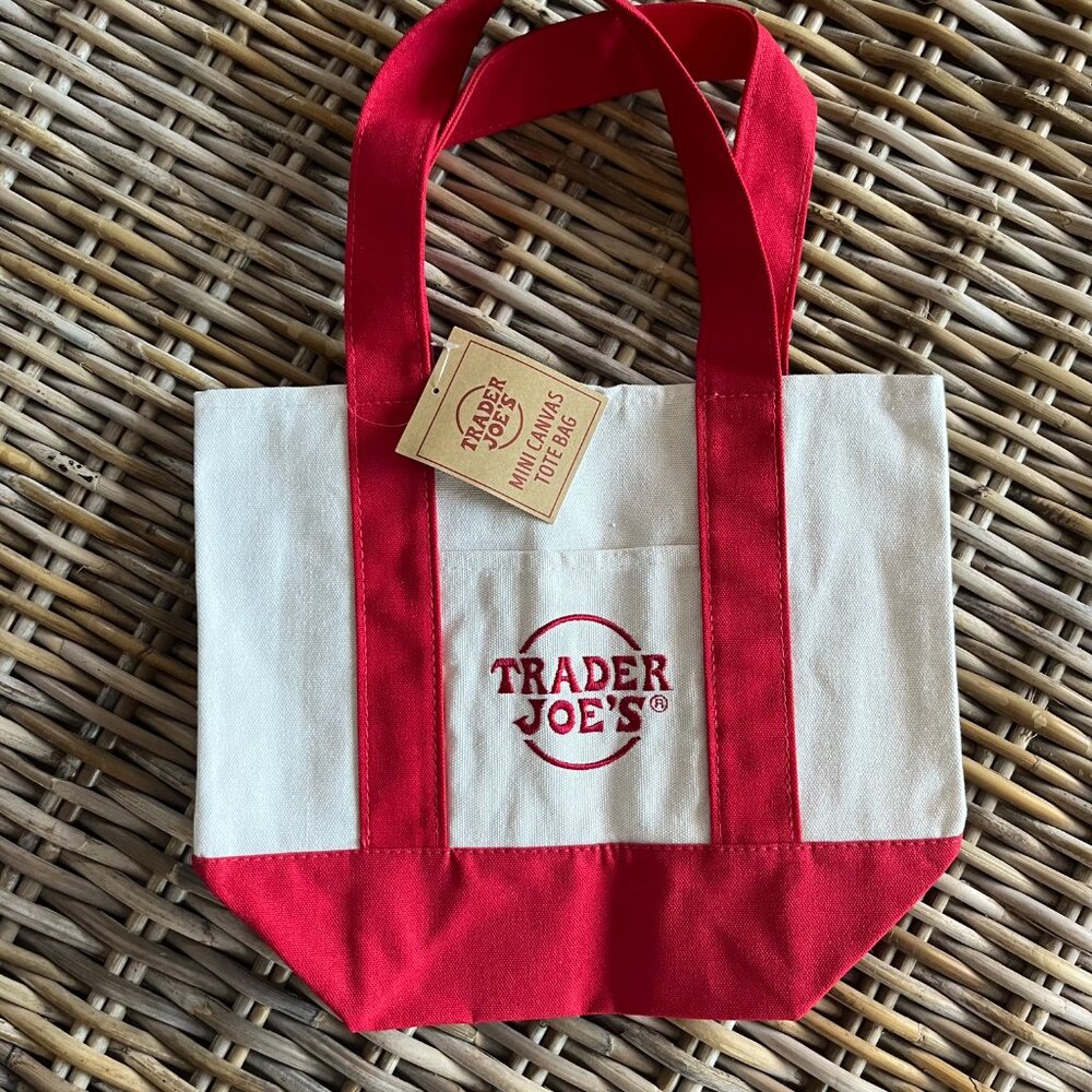 Trader Joe’s Mini Canvas Tote Bag RED - NEW With Tag